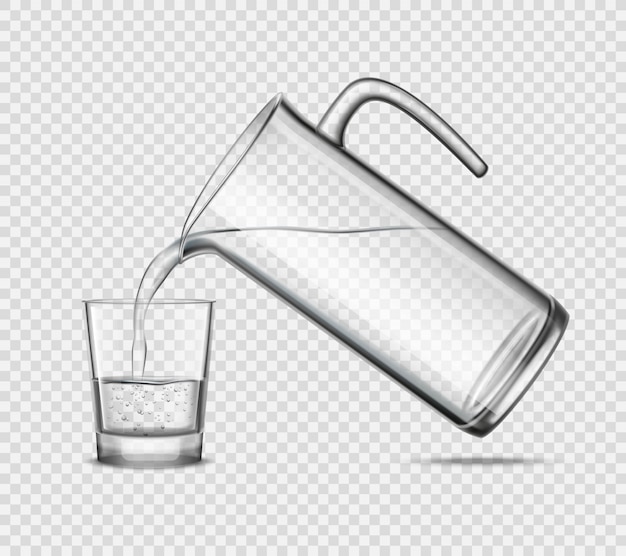 Free Vector pouring water in glass on transparent background 