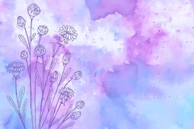 Powder pastel background with hand drawn elements