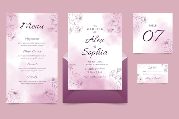 Powder pastel wedding stationery