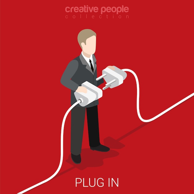 Free Vector power cord plug in flat isometric