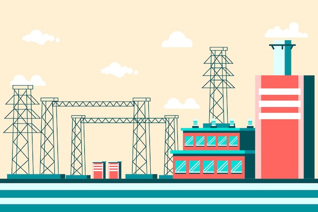 Free Vector power plant illustration flat design