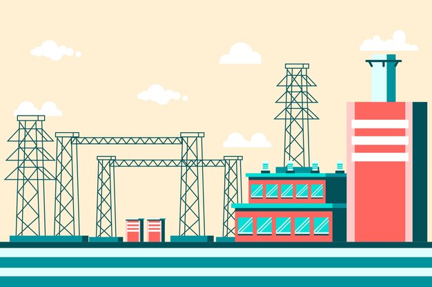 Power plant illustration flat design