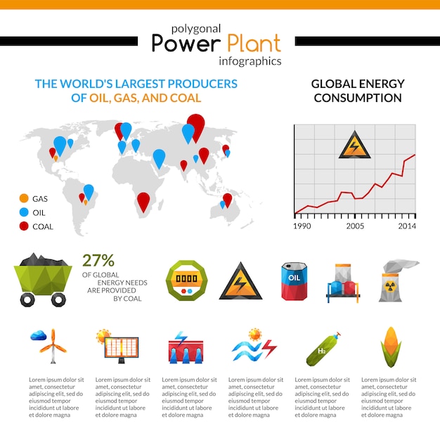 Power Plant And Mineral Extraction Infographic