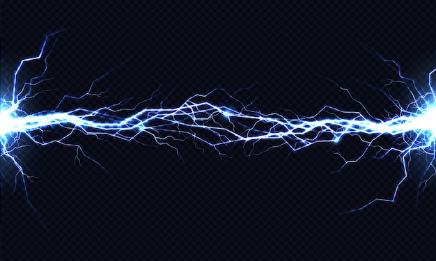 Free vector powerful electrical discharge hitting from side to side realistic