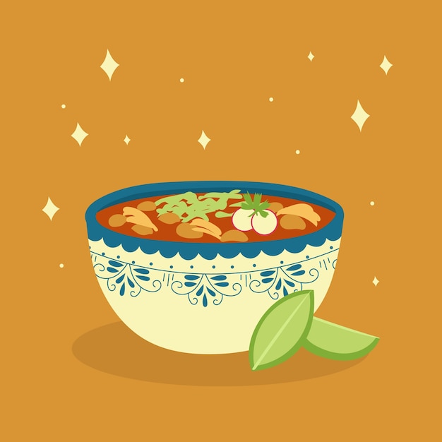 Pozole illustration in hand drawn style