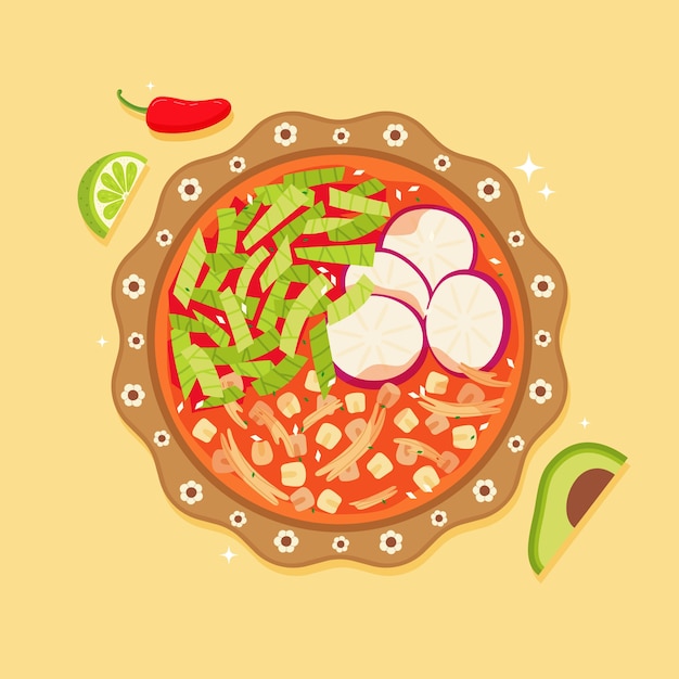 Pozole illustration in hand drawn style