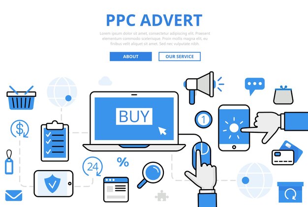 PPC ADVERT banner in flat style