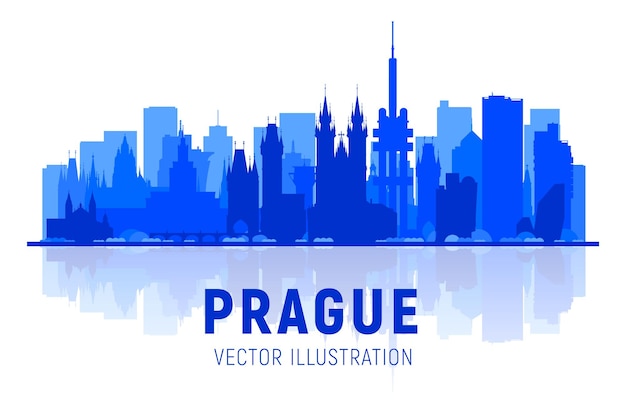 Prague  Czech Republic  skyline silhouette with panorama in white background Vector Illustration Business travel and tourism concept with modern buildings Image for banner or website