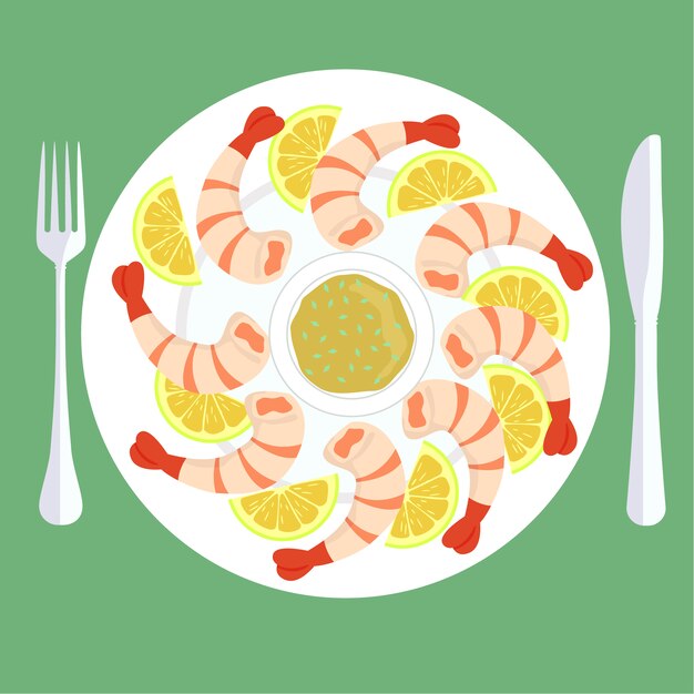 Prawns plate background design