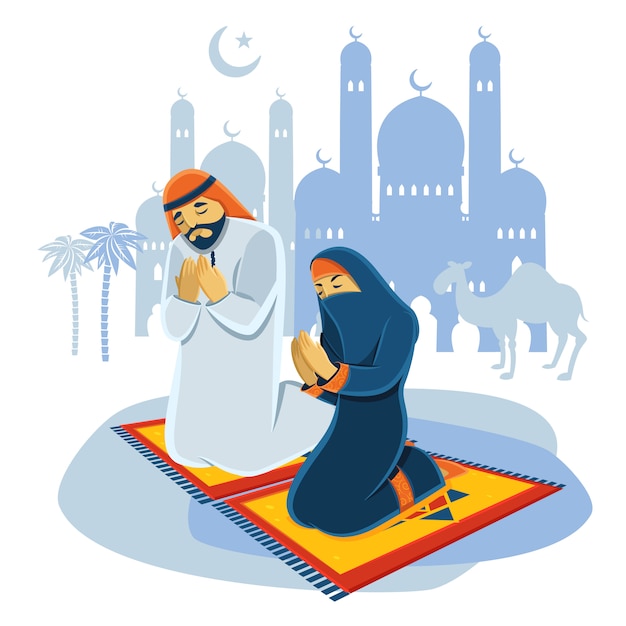 Free Vector  praying muslim concept 