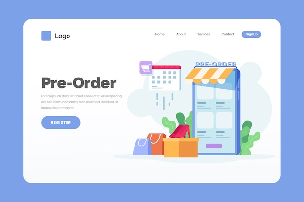 Pre-order landing page template