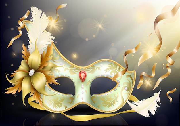 Free Vector precious face carnival mask realistic 