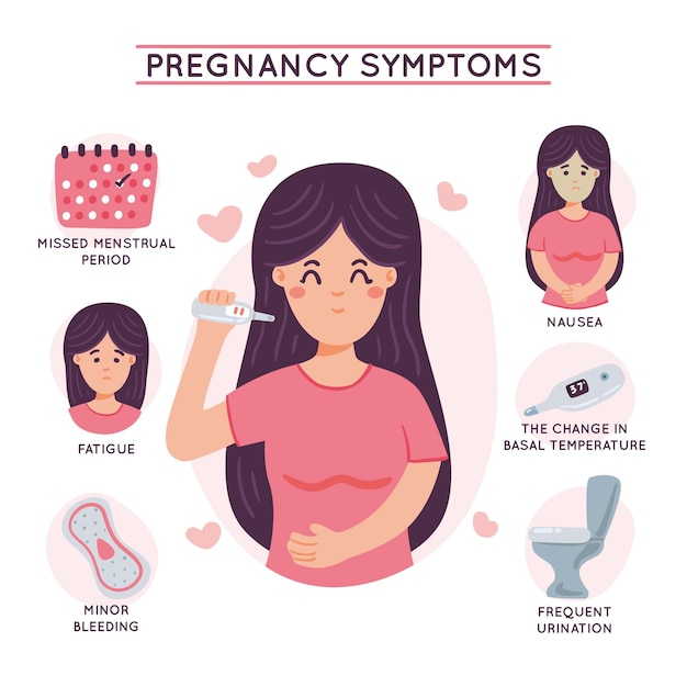 Pregnancy symptoms illustration concept