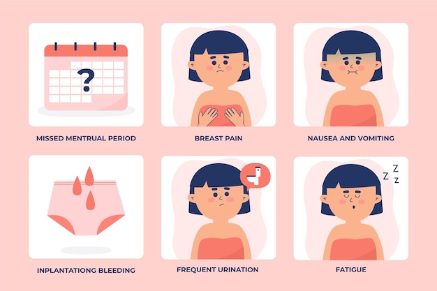 Pregnancy symptoms illustration concept