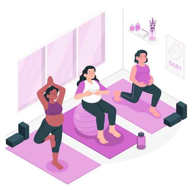 Free Vector pregnancy yoga concept illustration