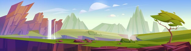 Prehistoric landscape cartoon scenery background