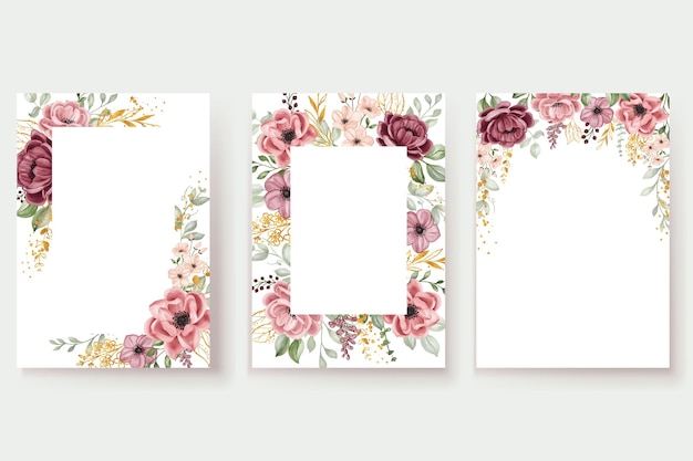 premade templates collection flowers, flower frames portrait, flower for Greeting card,background