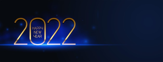 Free Vector premium 2022 golden line text style blue light effect sparkle banner