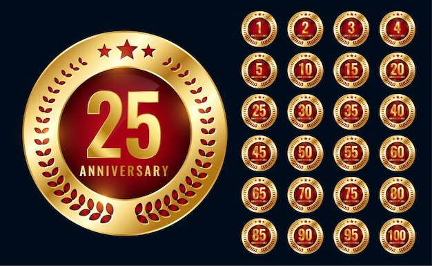 Free vector premium anniversay golden labels design set