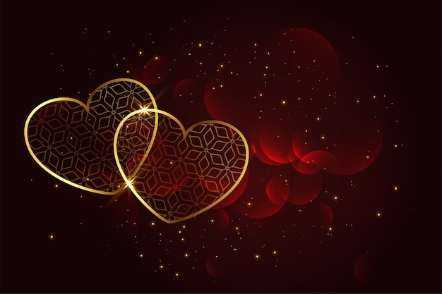 Free Vector premium artistic golden hearts background