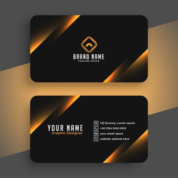 Free vector premium black and gold elegant business card template