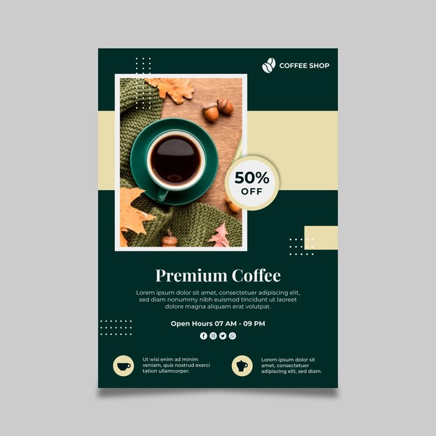 Premium coffee vertical flyer template