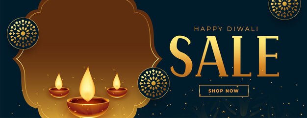 Premium diwali sale banner in golden colors