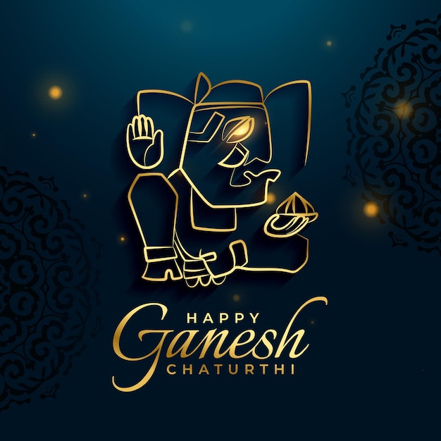 Free vector premium ganesh chaturthi wishes background with golden lord ganesh