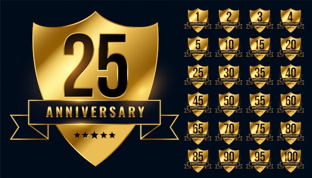 Free vector premium golden anniversary logotype emblem big set