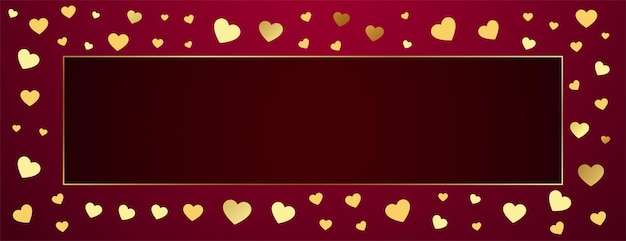 Free Vector premium golden hearts frame with text space