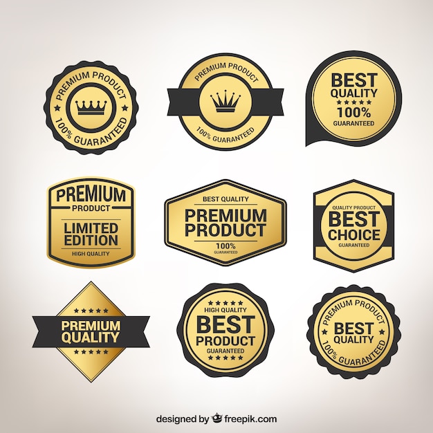 Free Vector premium golden sticker collection