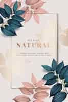 Free vector premium natural frame decorated with pink leaves