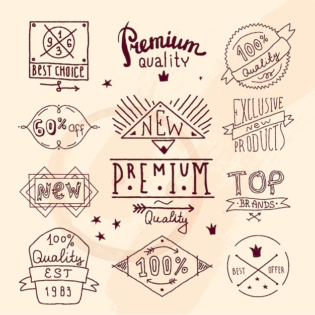 Premium retro quality label set