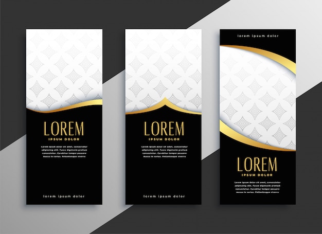 Free vector premium set of golden vertical banners