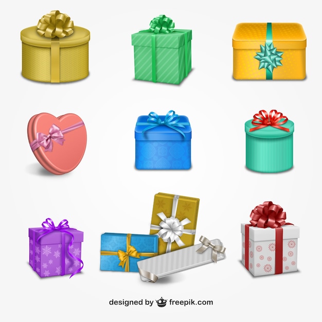 Free vector present boxes collection