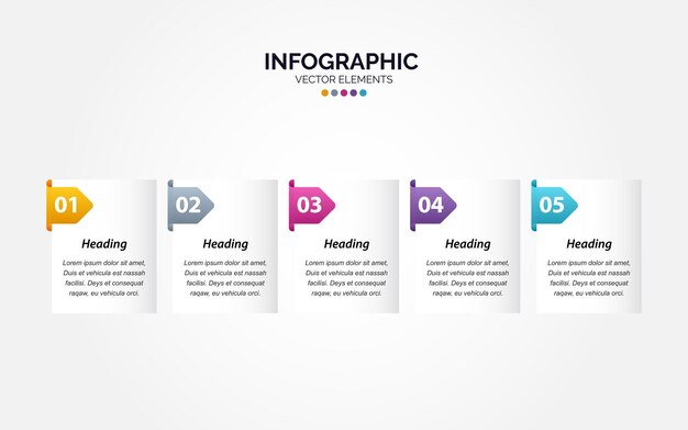 Presentation business Horizontal Infographic template with 5 options vector illustration