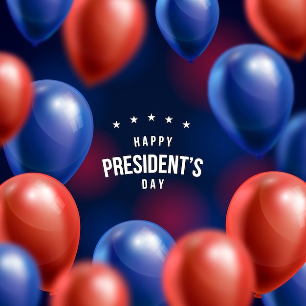 President's day background with realistic balloons