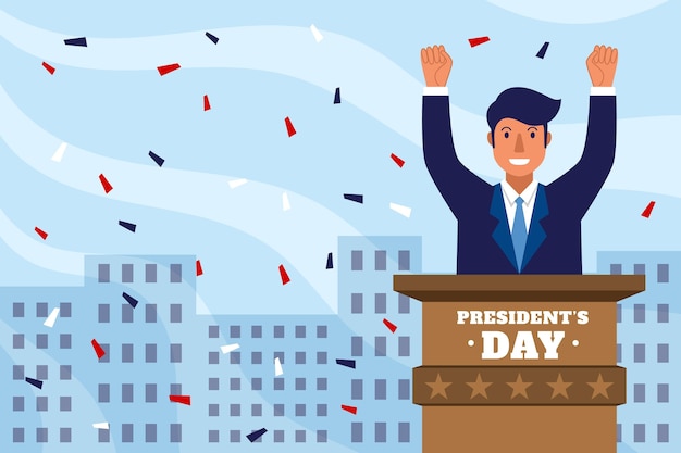 President's day event with man having a speech illustrated