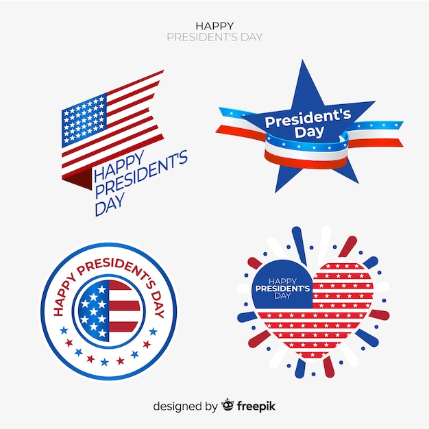 Free Vector president's day label collection