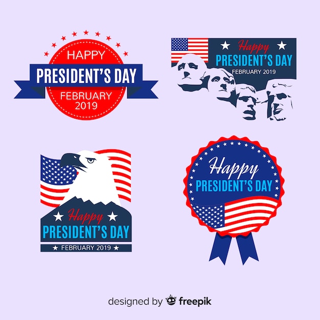 Free Vector president's day label collection