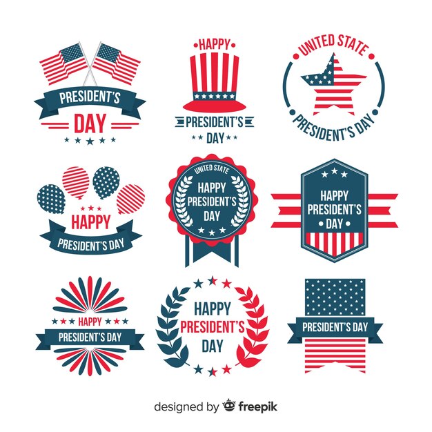 Free Vector president's day label collection