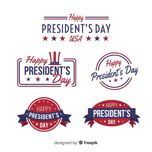 Free Vector president's day label collection