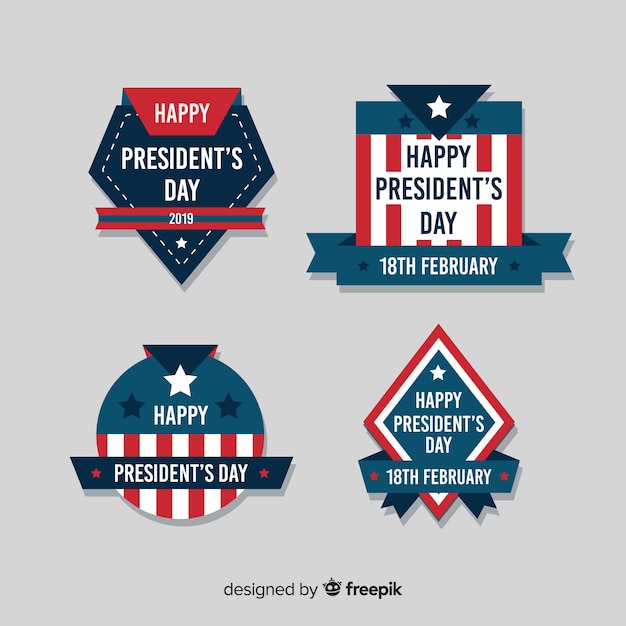 Free Vector president's day label collection