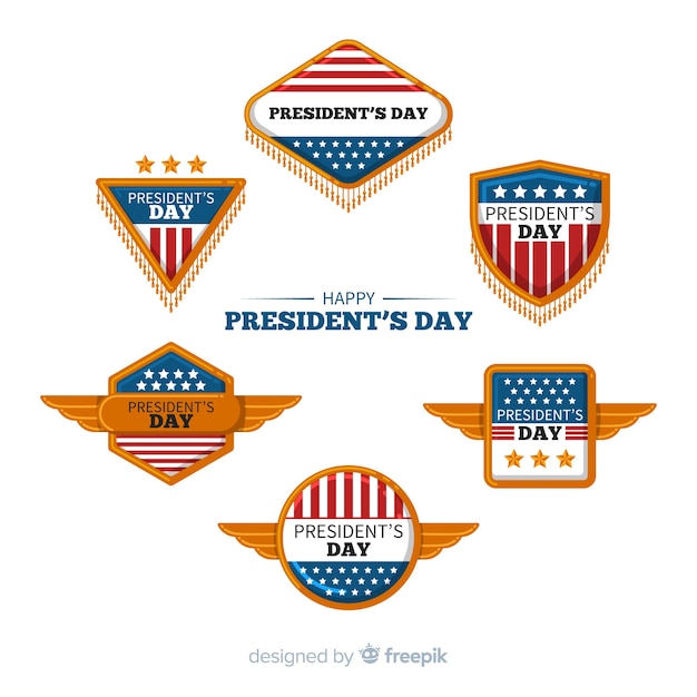 Free Vector president's day label collection