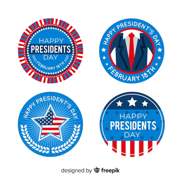 Free Vector president's day label collection