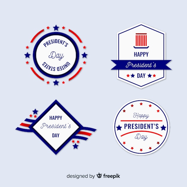 Free Vector president's day label collection