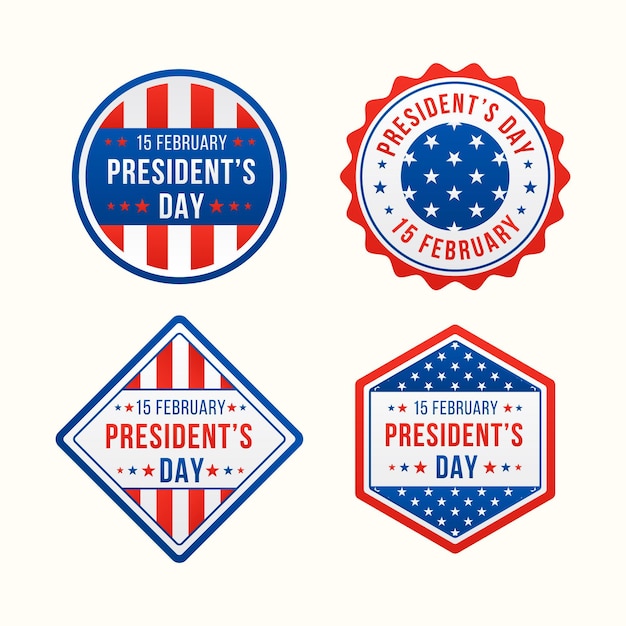 Free Vector president's day label collection