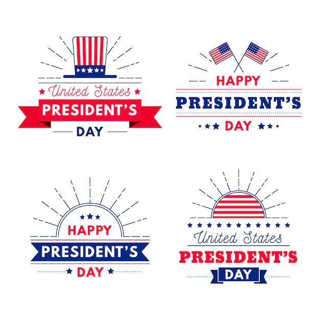 Free Vector president's day label pack