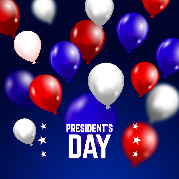 President's day lettering with colourful realistic balloons