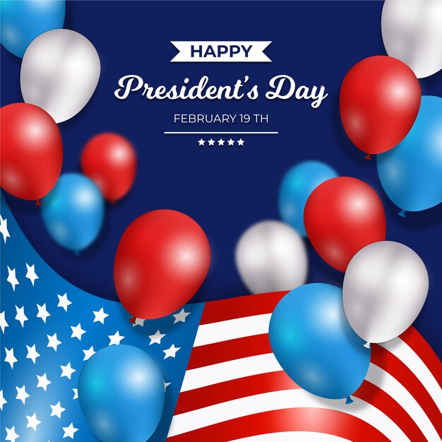 President's day with realistic balloons